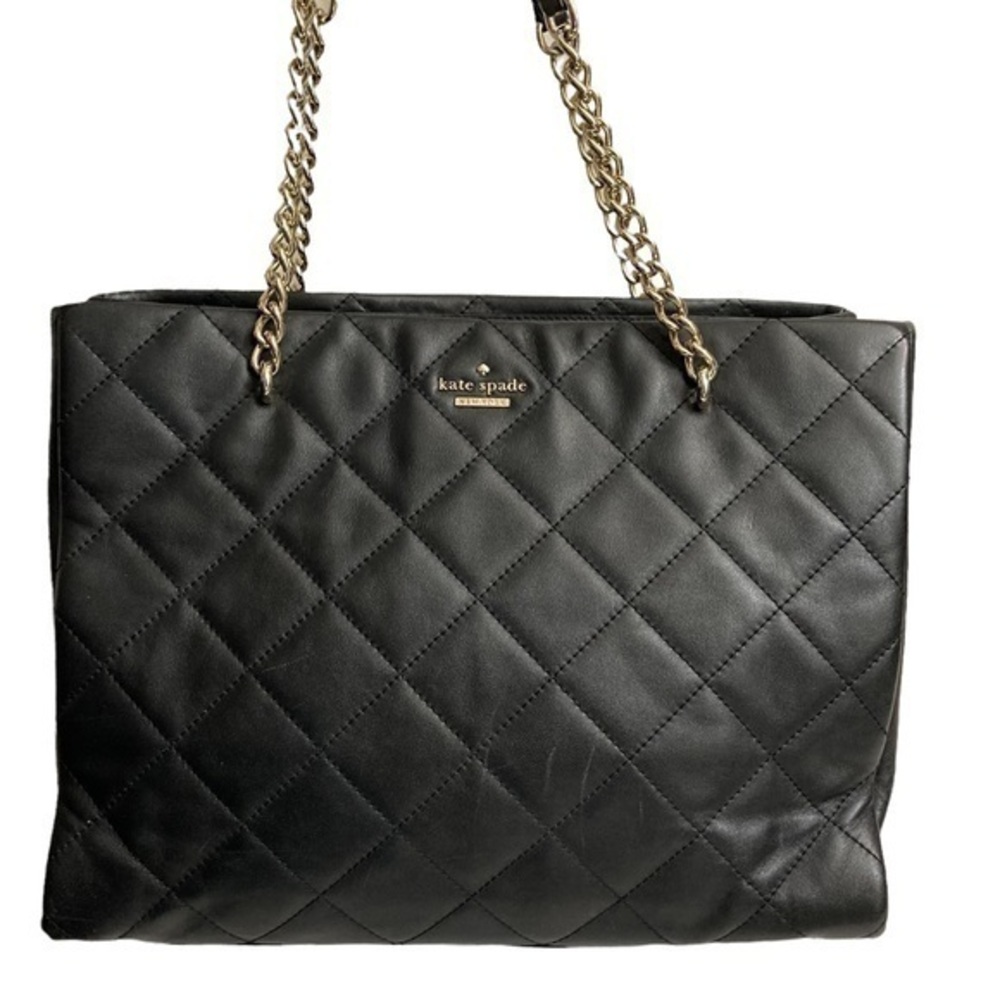 Kate spade quilted black leather tote bag